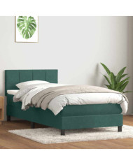 Sommier à lattes de lit et matelas vert foncé 80x220 cm velours | Mobilier & Déco