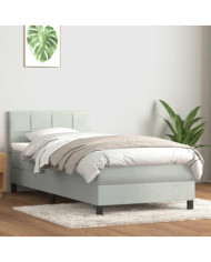 Sommier à lattes de lit et matelas gris clair 80x210 cm velours | Mobilier & Déco