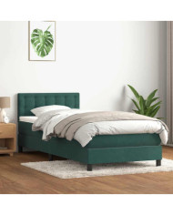 Sommier à lattes de lit et matelas vert foncé 80x220 cm velours | Mobilier & Déco