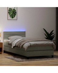 Sommier à lattes de lit et matelas gris clair 80x210 cm velours | Mobilier & Déco