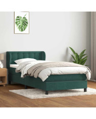 Sommier à lattes de lit et matelas vert foncé 80x220 cm velours | Mobilier & Déco