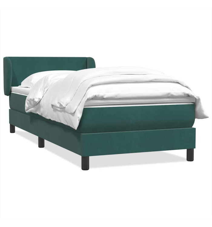 Sommier à lattes de lit et matelas vert foncé 80x220 cm velours | Mobilier & Déco