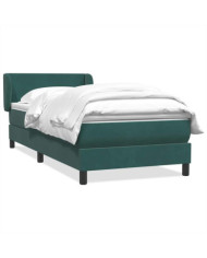 Sommier à lattes de lit et matelas vert foncé 80x220 cm velours | Mobilier & Déco