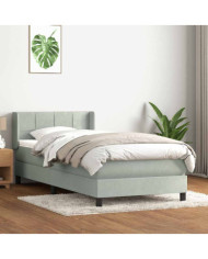 Sommier à lattes de lit et matelas gris clair 80x210 cm velours | Mobilier & Déco