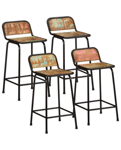 Tabourets de bar lot de 4 46x35,5x80cm bois massif récupération | Mobilier & Déco