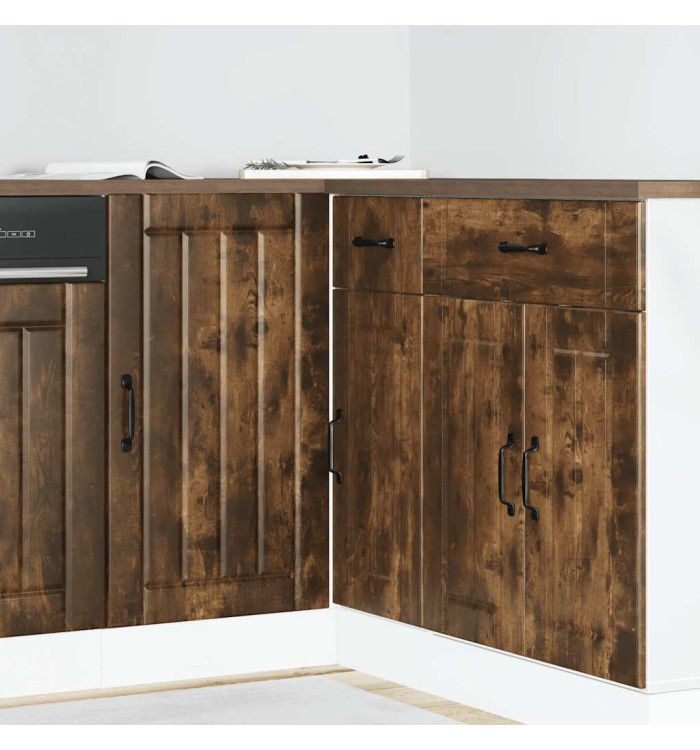 Meuble de base de lavabo Lucca chêne fumé bois d'ingénierie | Mobilier & Déco