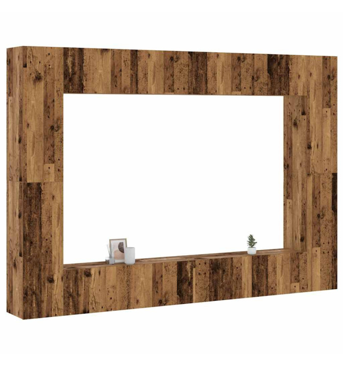Ensemble de meuble TV mural 8 pcs vieux bois bois d'ingénierie | Mobilier & Déco