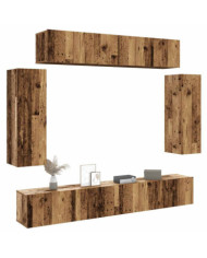 Ensemble de meuble TV mural 6 pcs vieux bois bois d'ingénierie | Mobilier & Déco
