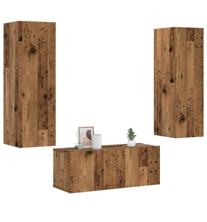 Meubles TV muraux 3 pcs vieux bois bois d'ingénierie | Mobilier & Déco