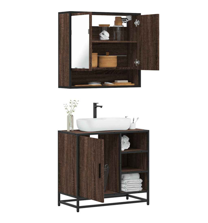 Ensemble de meubles de salle de bain 2 pcs Chêne marron | Mobilier & Déco