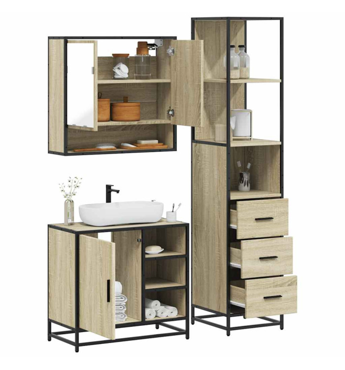 Ensemble de meubles de salle de bain 3 pcs chêne sonoma | Mobilier & Déco