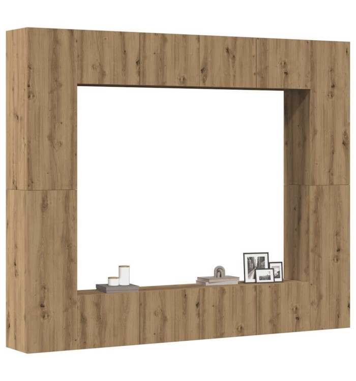 Ensemble de meuble TV mural 8 pcs chêne artisanal | Mobilier & Déco