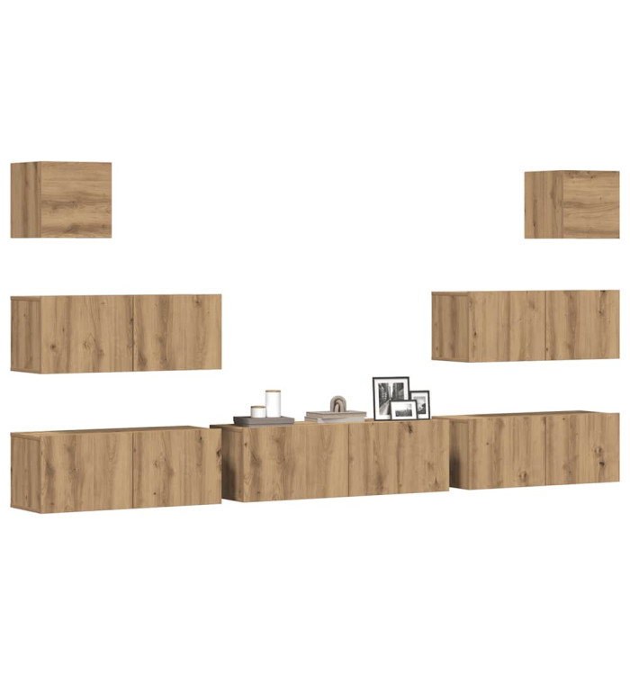Ensemble de meuble TV mural 7 pcs chêne artisanal | Mobilier & Déco