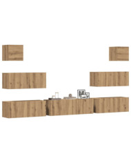 Ensemble de meuble TV mural 7 pcs chêne artisanal | Mobilier & Déco