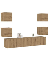 Meubles TV muraux 6 pcs chêne artisanal bois d'ingénierie | Mobilier & Déco