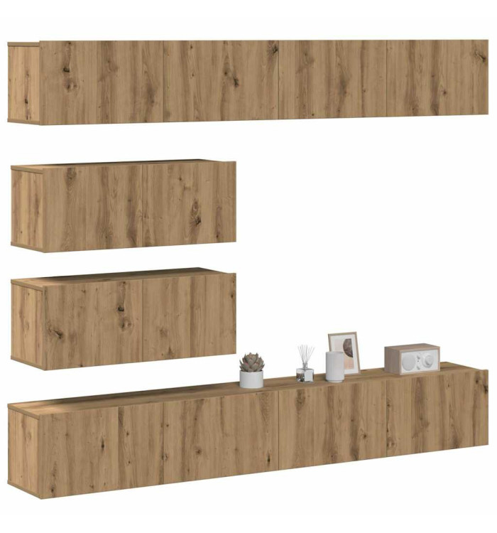 Ensemble de meuble TV mural 6 pcs chêne artisanal | Mobilier & Déco
