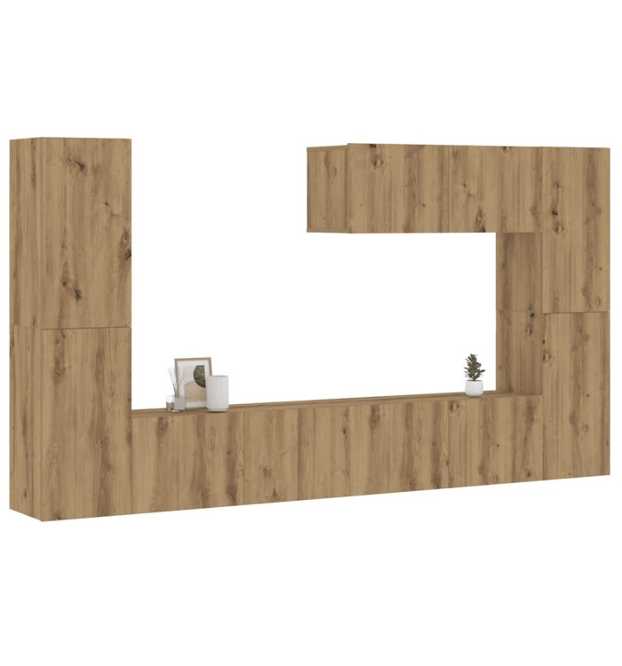 Meubles TV muraux 7 pcs chêne artisanal bois d'ingénierie | Mobilier & Déco