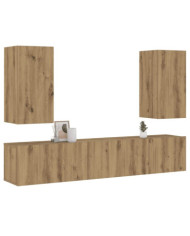 Meubles TV muraux 4 pcs chêne artisanal bois d'ingénierie | Mobilier & Déco