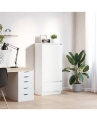 Armoire avec tiroir blanc 55,5x34x119,5 cm bois d'ingénierie | Mobilier & Déco