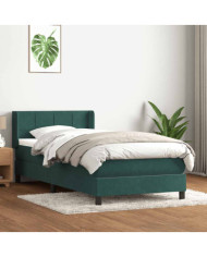 Sommier à lattes de lit et matelas vert foncé 90x210 cm velours | Mobilier & Déco