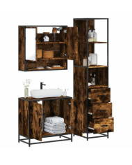 Ensemble de meubles de salle de bain 3 pcs Chêne fumé | Mobilier & Déco