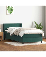 Sommier à lattes de lit et matelas vert foncé 90x210 cm velours | Mobilier & Déco
