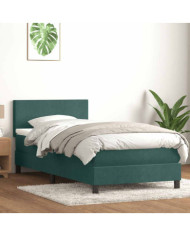 Sommier à lattes de lit et matelas vert foncé 90x210 cm velours | Mobilier & Déco