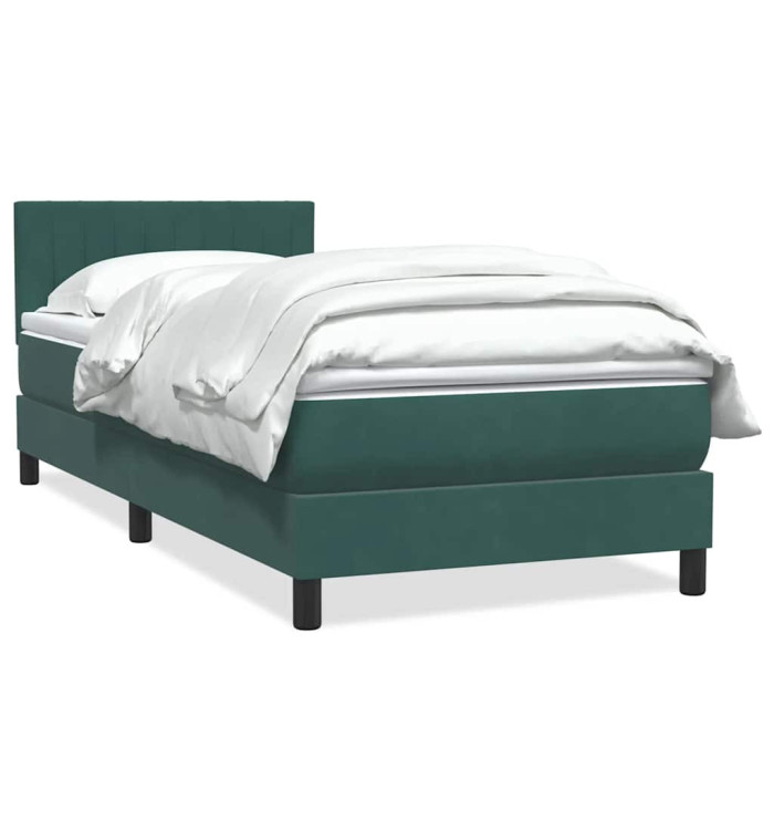 Sommier à lattes de lit et matelas vert foncé 90x210 cm velours | Mobilier & Déco