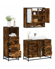 Ensemble de meubles de salle de bain 3 pcs Chêne fumé | Mobilier & Déco