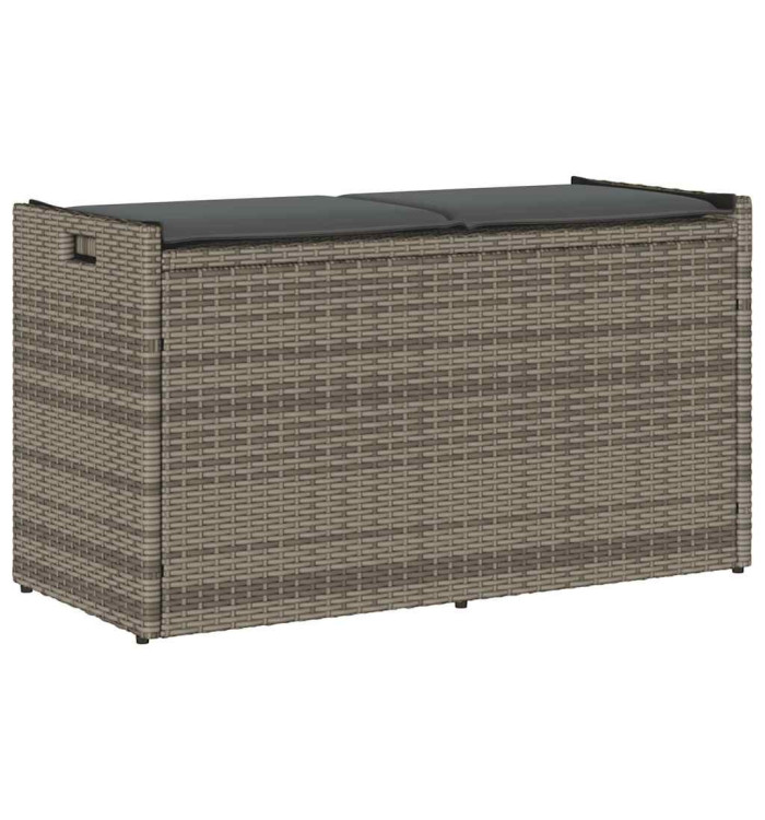 Banc de rangement extérieur coussin gris 100 cm résine tressée | Mobilier & Déco