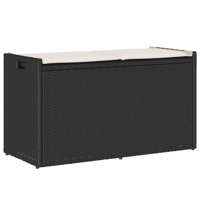 Banc de rangement extérieur coussin noir 100 cm résine tressée | Mobilier & Déco