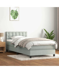 Sommier à lattes de lit et matelas gris clair 80x220 cm velours | Mobilier & Déco