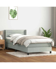 Sommier à lattes de lit et matelas gris clair 80x220 cm velours | Mobilier & Déco