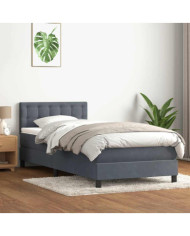 Sommier à lattes de lit et matelas gris foncé 80x210 cm velours | Mobilier & Déco