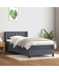 Sommier à lattes de lit et matelas gris foncé 80x210 cm velours | Mobilier & Déco