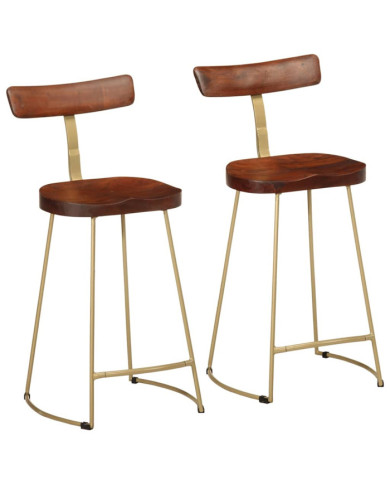 Tabourets de bar lot de 2 49x43x88 cm bois de manguier massif | Mobilier & Déco