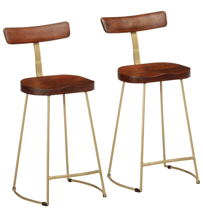 Tabourets de bar lot de 2 49x43x88 cm bois de manguier massif | Mobilier & Déco