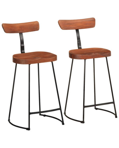 Tabourets de bar lot de 2 49x43x88 cm bois de manguier massif | Mobilier & Déco