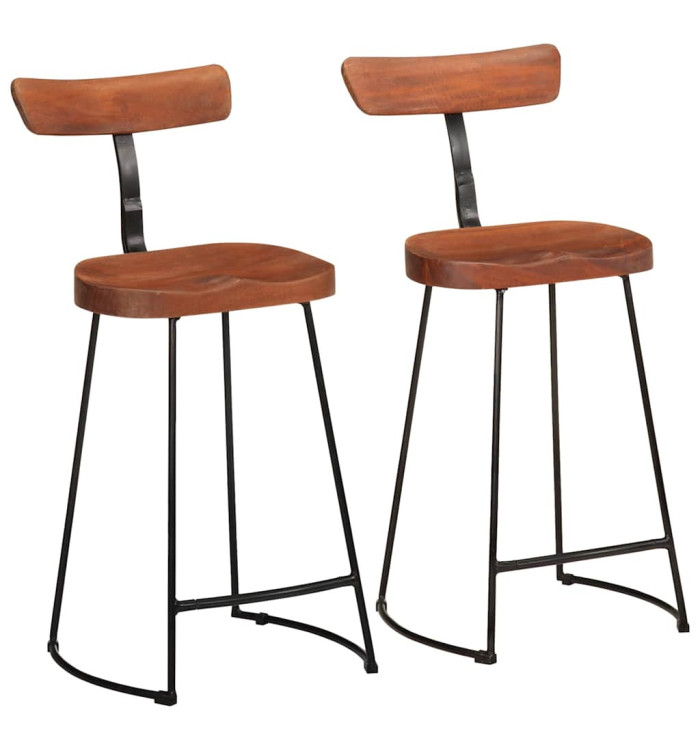 Tabourets de bar lot de 2 49x43x88 cm bois de manguier massif | Mobilier & Déco