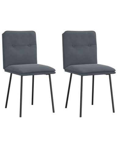 Chaises à manger lot de 2 Gris foncé Velours | Mobilier & Déco