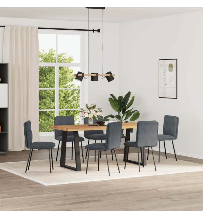 Chaises à manger lot de 6 gris foncé velours | Mobilier & Déco