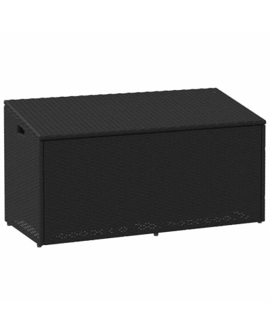 Boîte de rangement de jardin noir 110x50x58 cm résine tressée | Mobilier & Déco