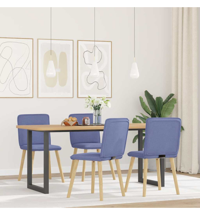 Chaises à manger lot de 4 bleu jean tissu | Mobilier & Déco