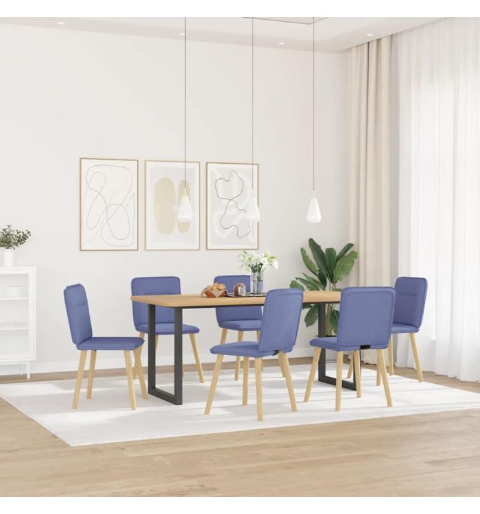 Chaises à manger lot de 6 bleu jean tissu | Mobilier & Déco