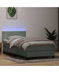 Sommier à lattes de lit et matelas gris clair 90x210 cm velours | Mobilier & Déco