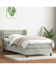 Sommier à lattes de lit et matelas gris clair 90x210 cm velours | Mobilier & Déco