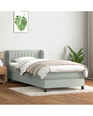 Sommier à lattes de lit et matelas gris clair 90x210 cm velours | Mobilier & Déco