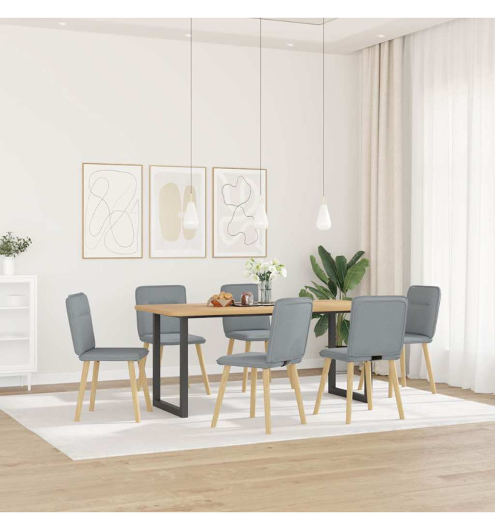 Chaises à manger lot de 6 gris clair tissu | Mobilier & Déco