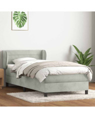 Sommier à lattes de lit et matelas gris clair 90x210 cm velours | Mobilier & Déco