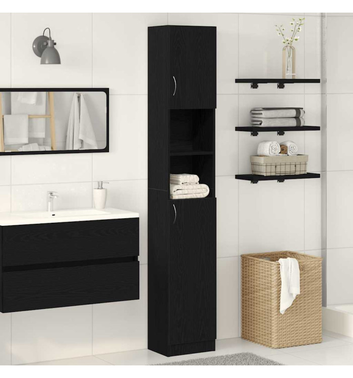 Armoire de salle de bain chêne noir 32x25,5x190 cm | Mobilier & Déco